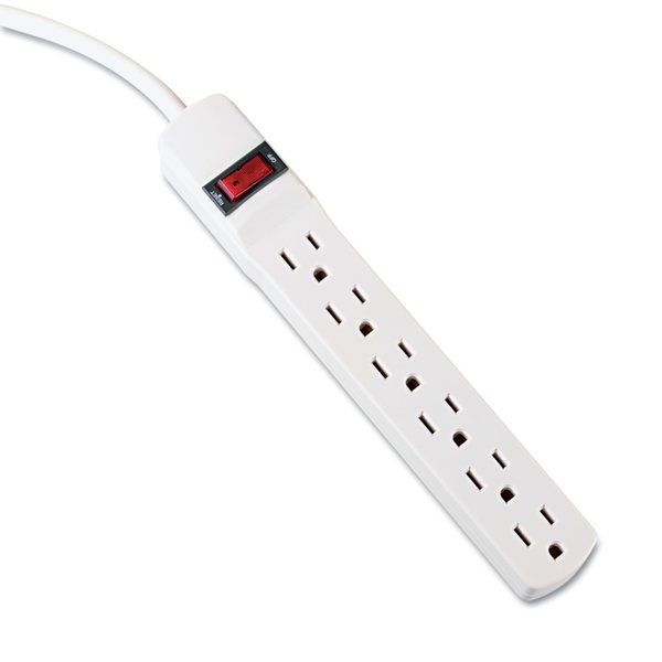 Innovera 6-Outlet Power Strip, 15 ft. Cord, 1-15/16 x 10-3/16 x 1-3/16, Ivory IVR73315